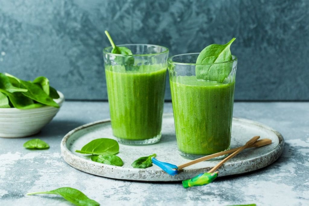 Green power smoothie or spinach ginger smoothie