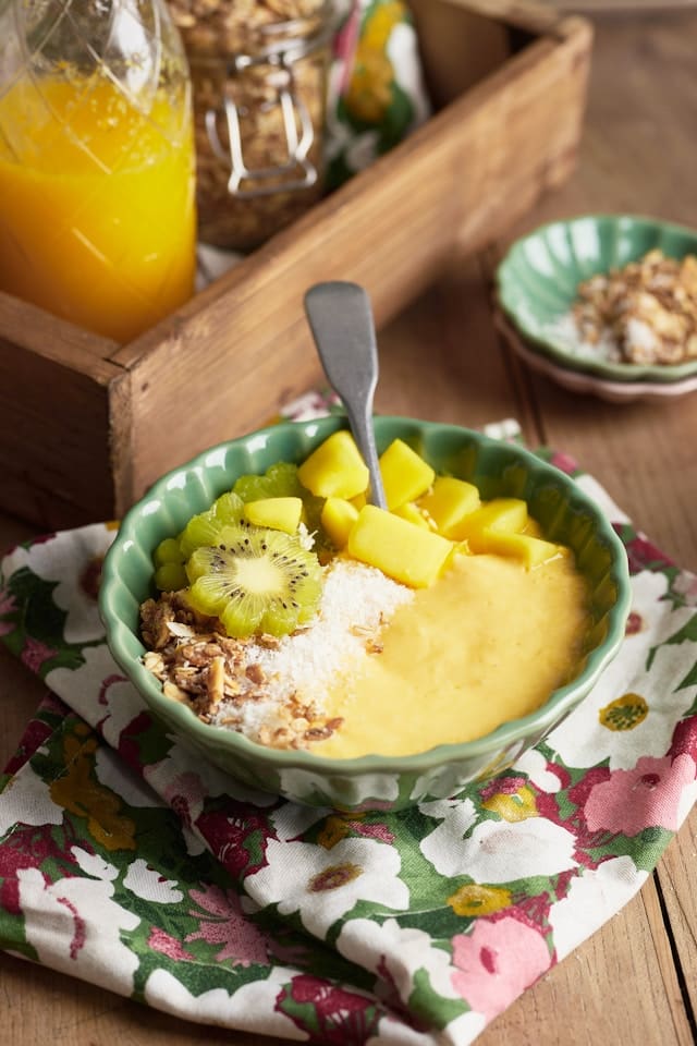 Try one of our best mango smoothie recipes with this mango kefir smoothie bowl It's the yummiest  banana mango smoothie recipes - a real glowing skin smoothie