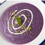 Purple sweet potato soup! Try this gut healthy purple sweet potato recipe today!