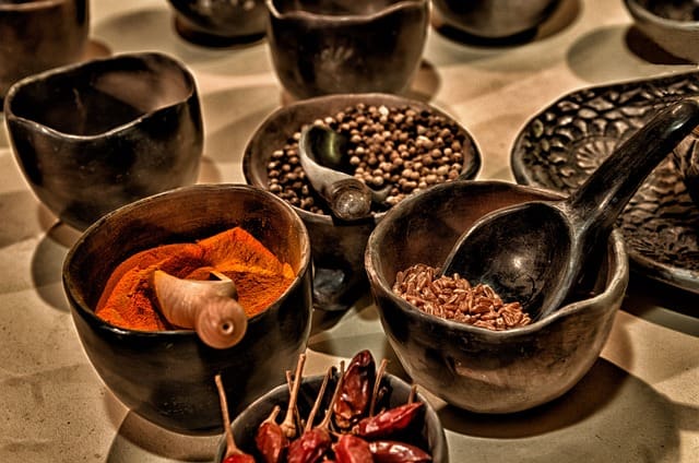 Spices and garnish for healthy veggie soup ideas
