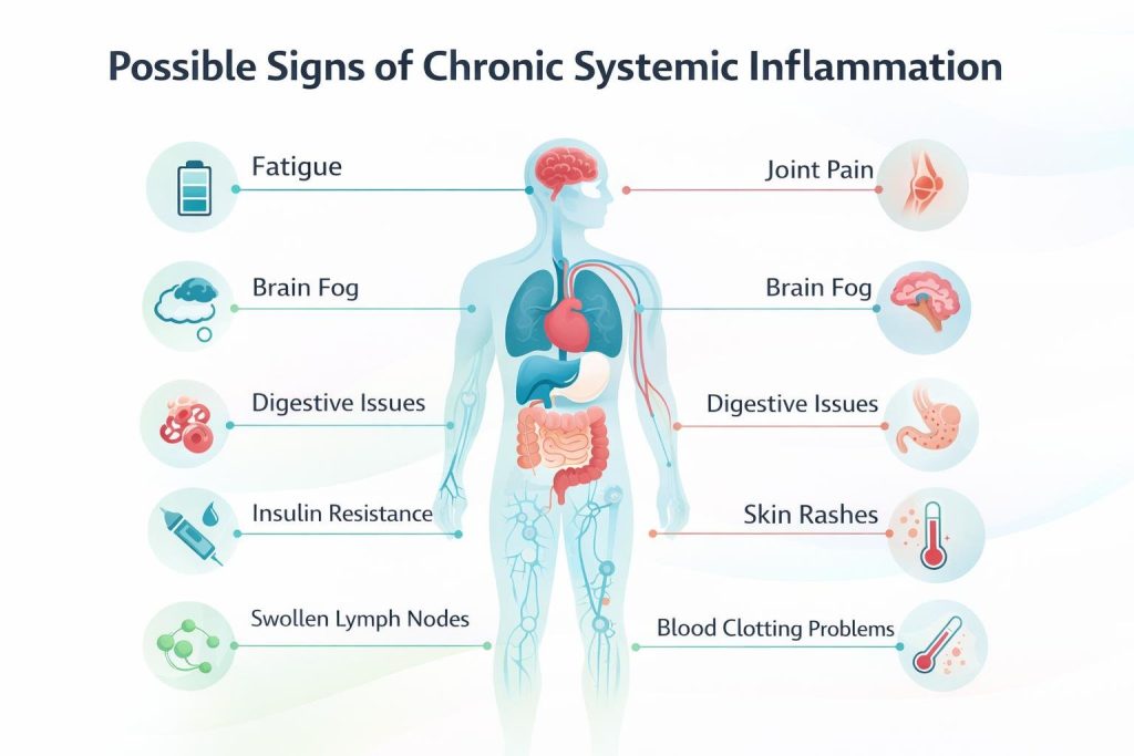 Infographic showing possible signs of Chronic Systemic Inflammation