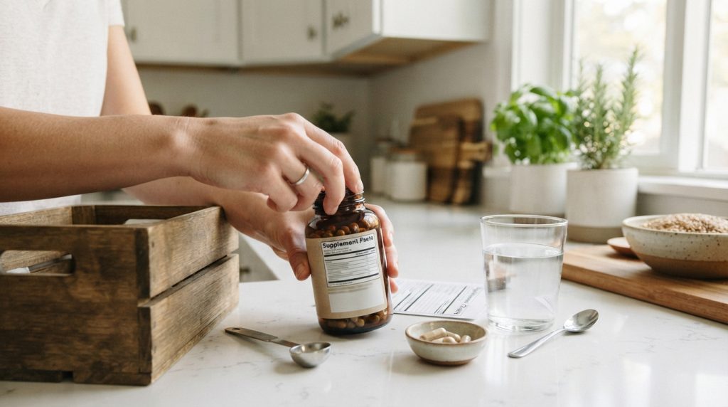 taking supplements from a bottle